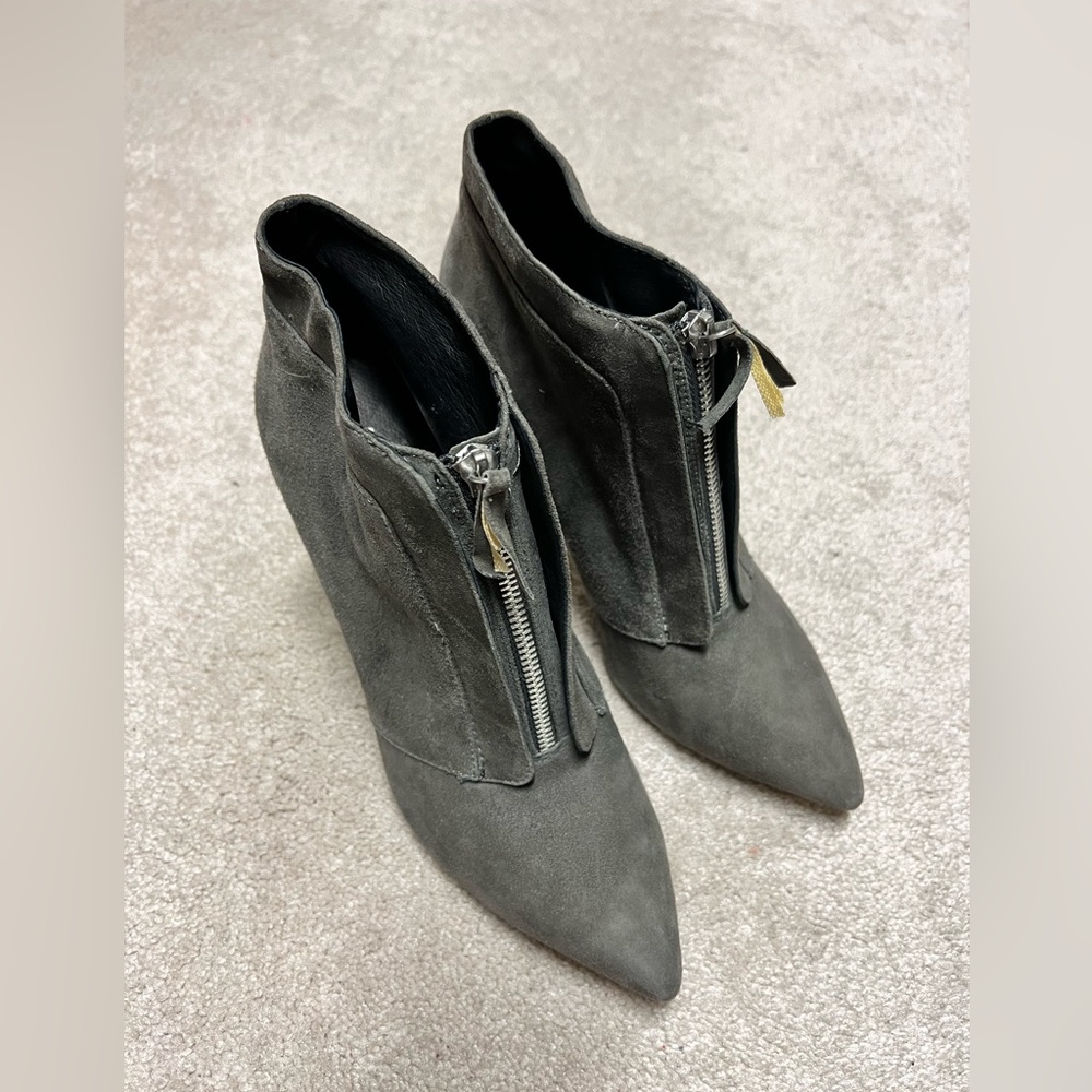Renvy Grey Suede Heeled Boots Size 9